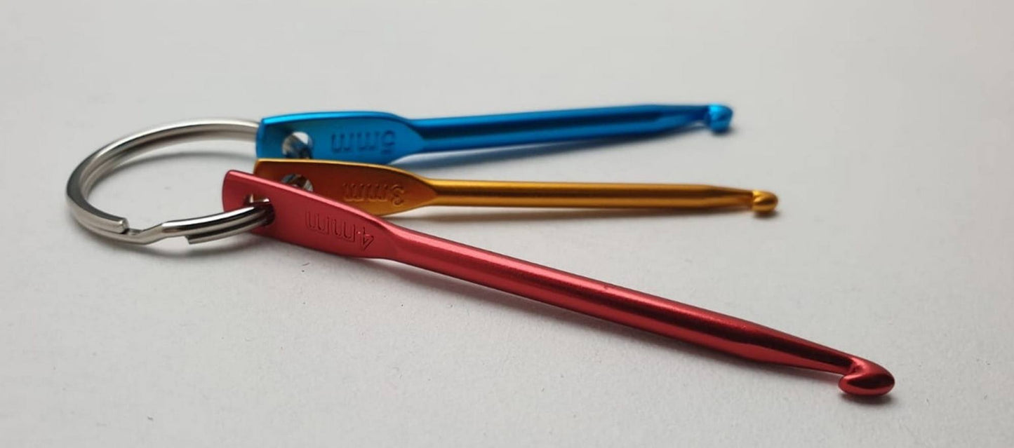 Crochet hooks keyring.